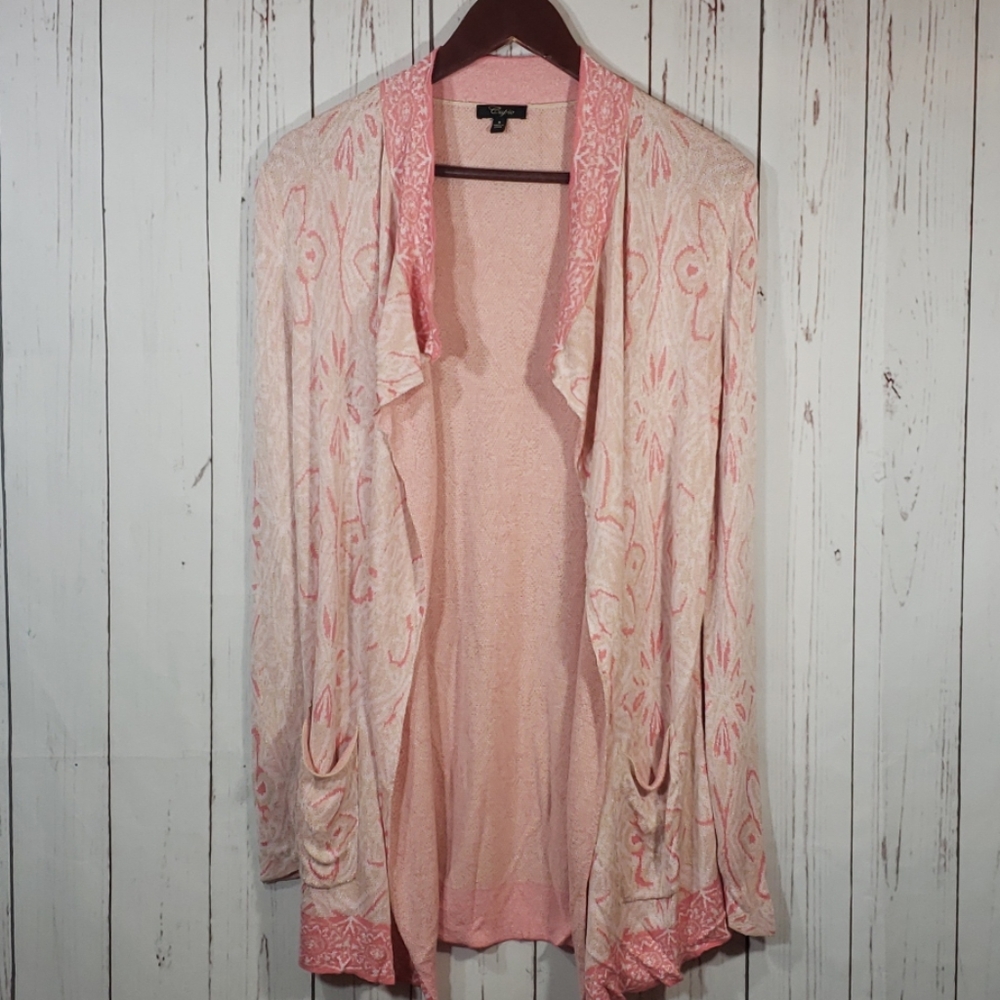 Cupio Coral and Beige Open Cardigan Size Small